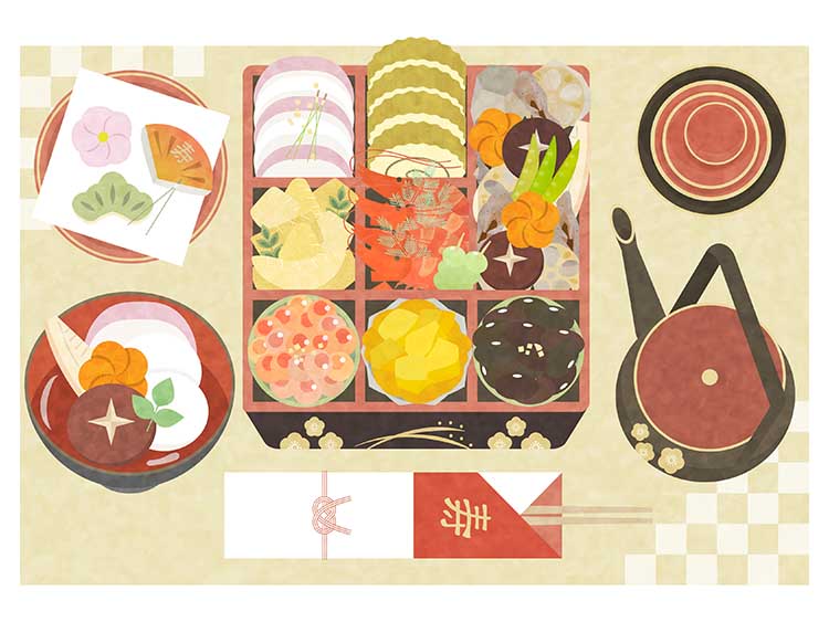 おせち料理・お屠蘇｜「おせち料理」は、お正月のごちそう！日本の伝統行事について子どもに話そう【季節の行事コラム】