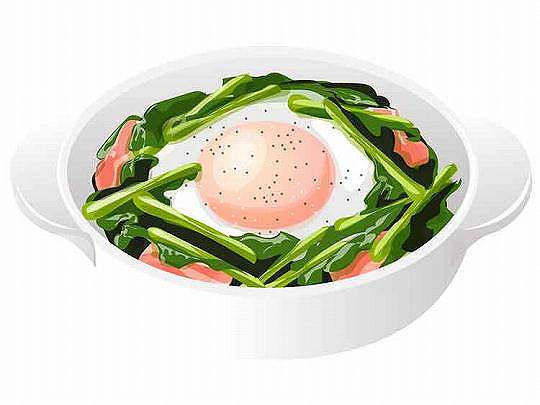 ほうれん草の巣ごもり卵