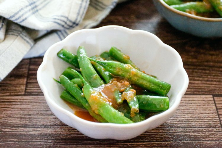 「いんげんの味噌和え」幼稚園・保育園の人気の給食レシピ（富喜屋オリジナル食育レシピ）